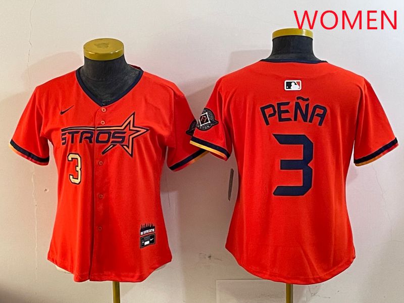 Women Houston Astros Blank #3 Pena Three generations Joint Name 2025 Nike MLB Jersey style 3->women mlb jersey->Women Jersey